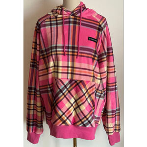 Spark Paws Adult Plaid Hoodie Pink Multicolor XL w/Matching Dog Hoodie